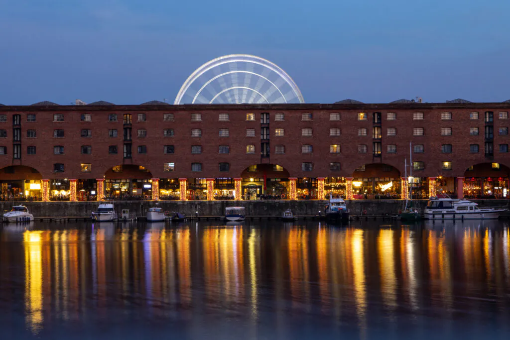 Wheel of Liverpool and the Royal Albert Dock at Dusk