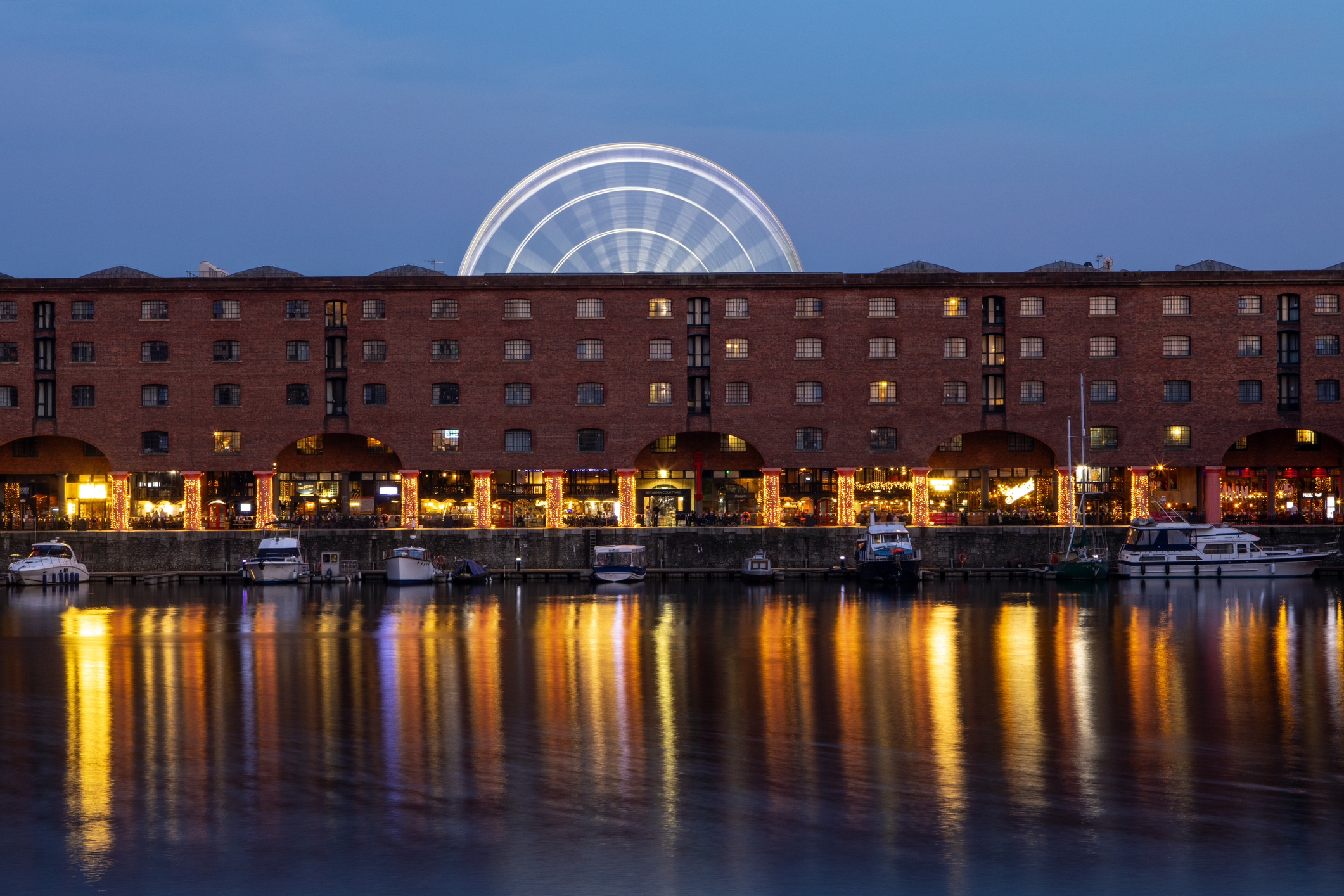 Wheel of Liverpool and the Royal Albert Dock at Dusk