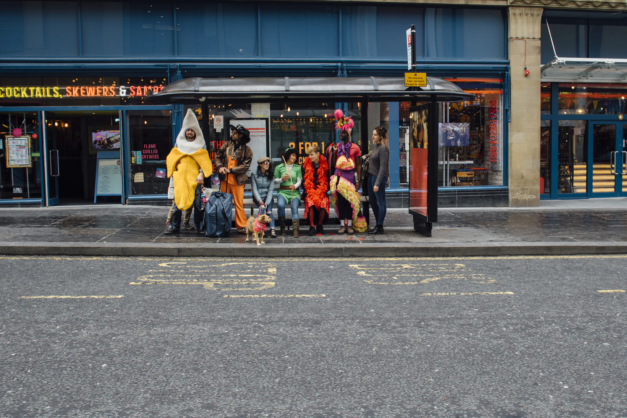 Fundraisers Waiting For The Bus
