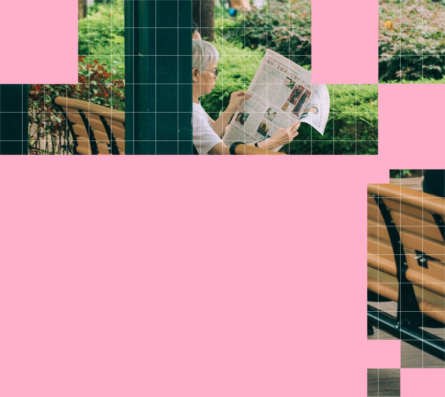 Image of an older woman reading a newspaper