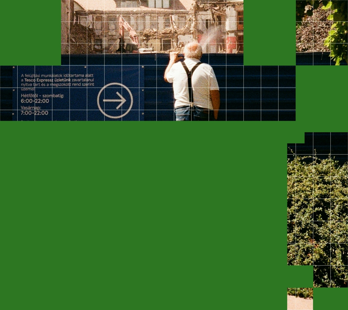 Image of a man peaking through a fence